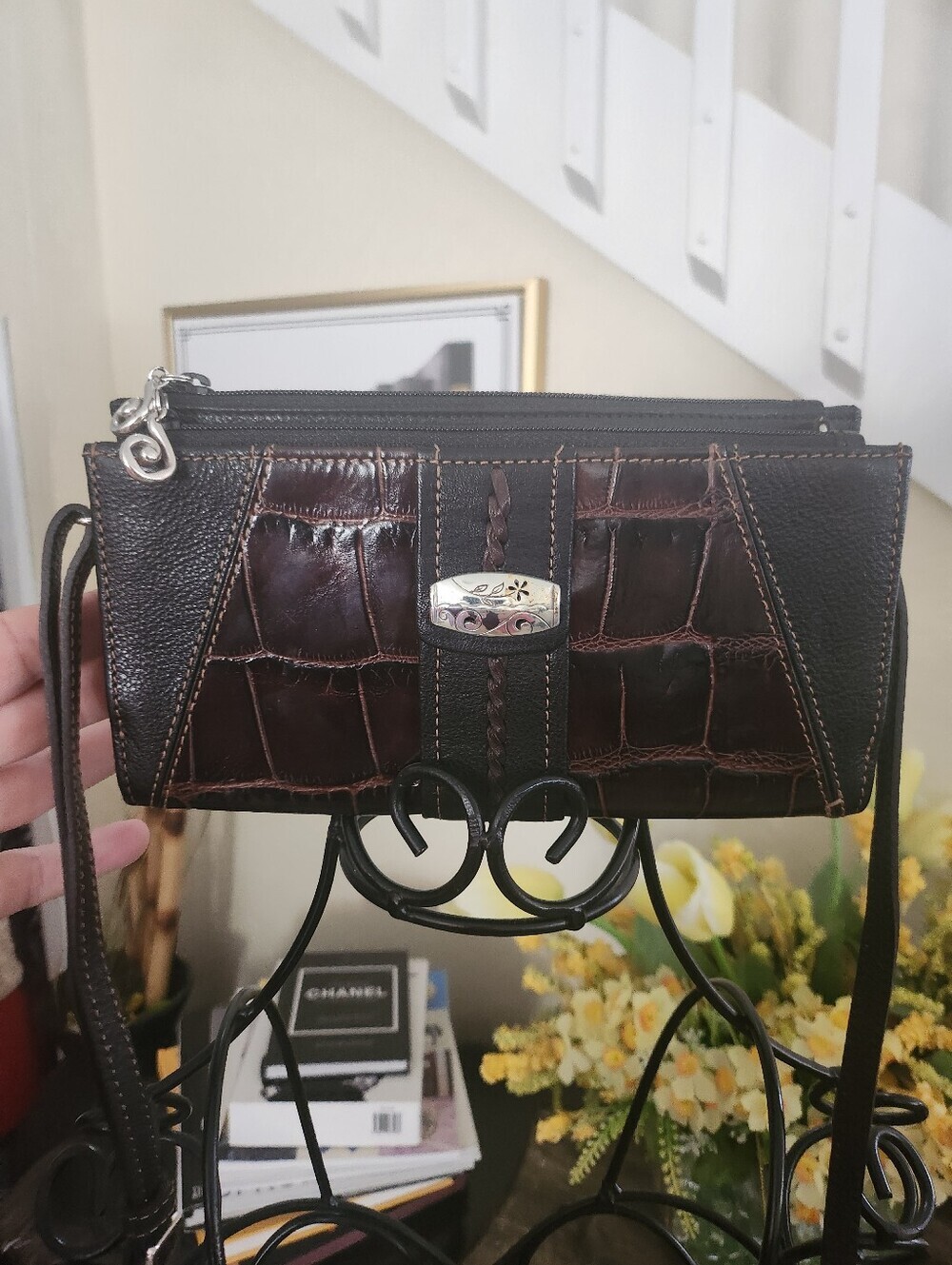 Brighton leather organizer crossbody bag
